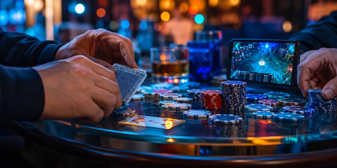 Bàn poker neon rực rỡ tại sòng bạc trực tuyến Việt Nam